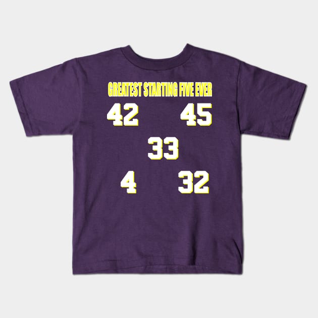 80s Lakers Greatest Starting 5 Ever Kids T-Shirt by Retro Sports